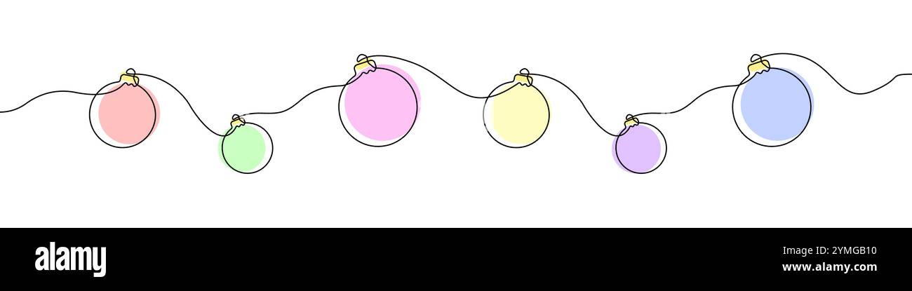 One line Decorative balls icon vector background. Christmas balls icon. Continuous outline of a Christmas balls. Stock Vector