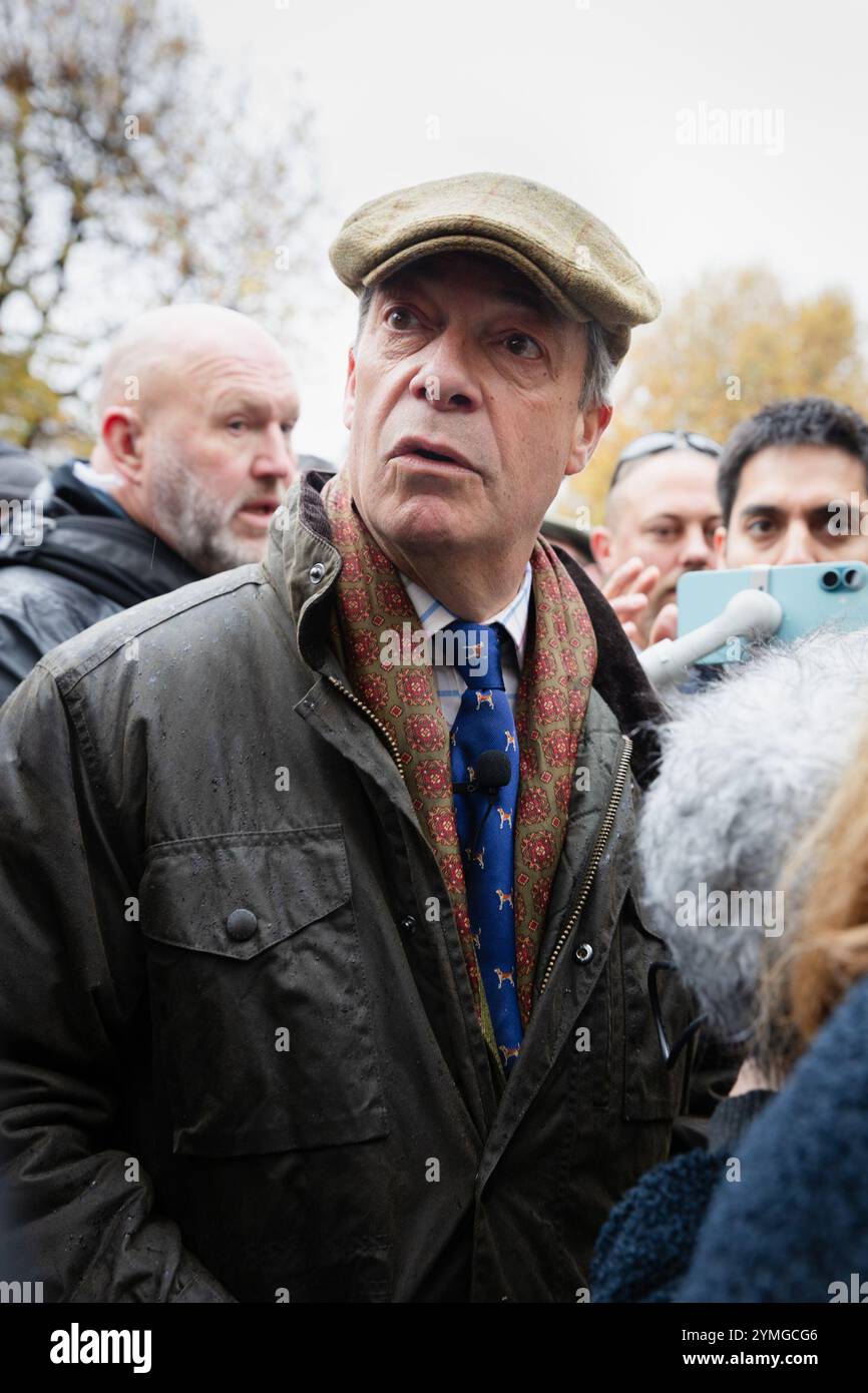 Nigel Farage at Farmers protest against the change in Labour's Inheritance tax on farm land worth over £1million. Stock Photo