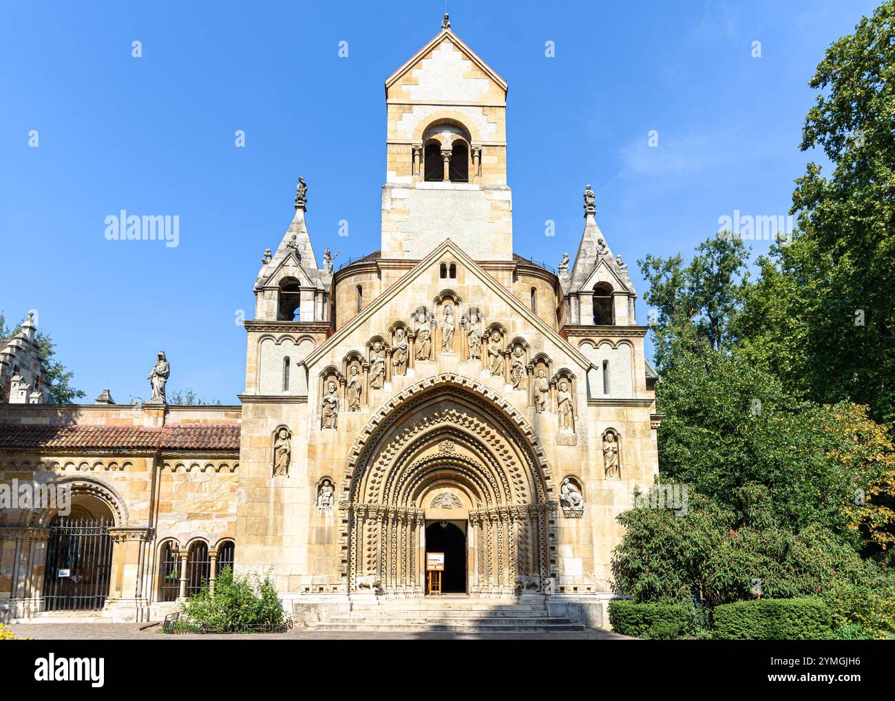 A replica of the Romanesque Church of Jak in Budapest City Park Stock ...