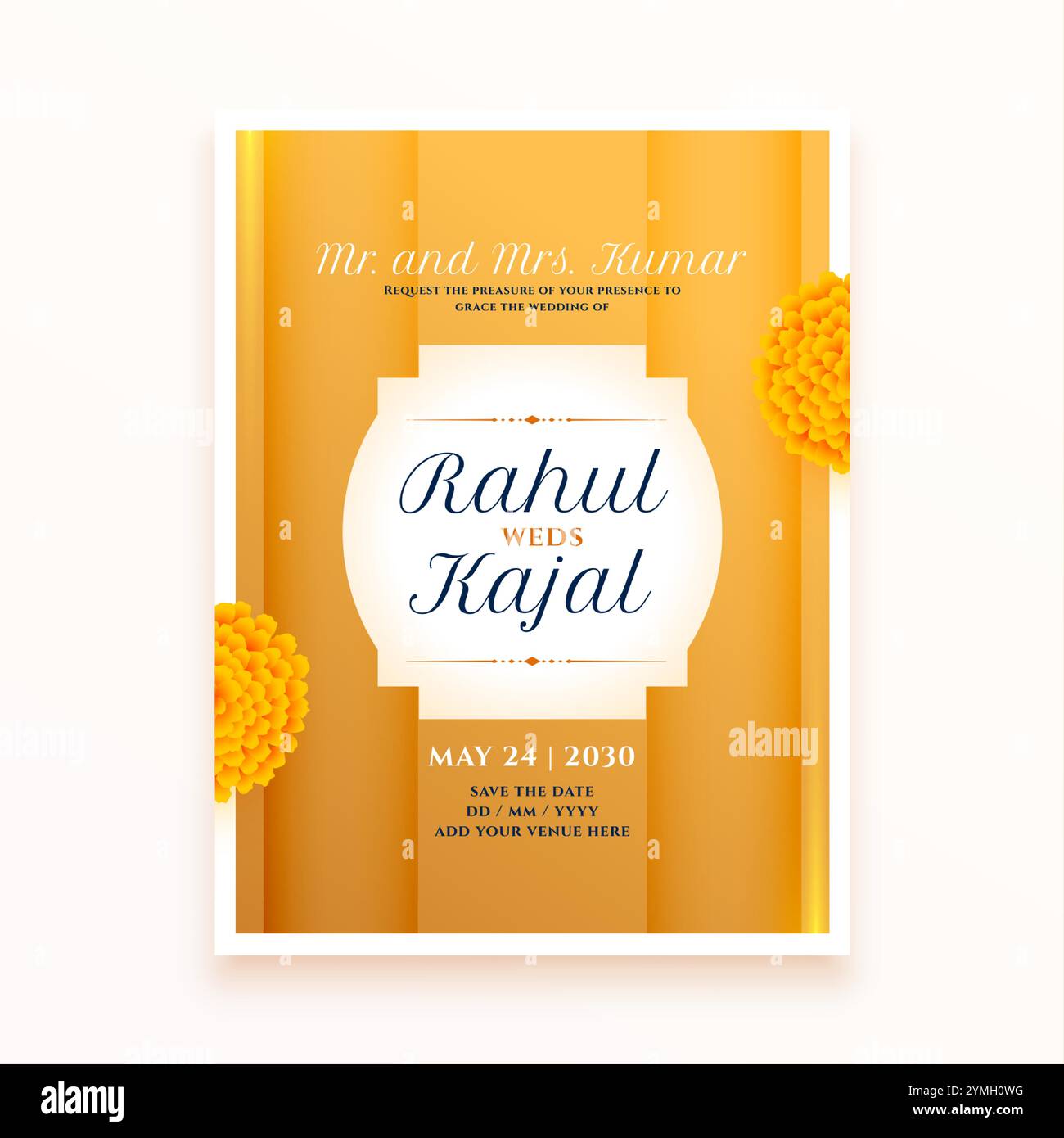 traditional indian wedding invitation card with flower decoration ...