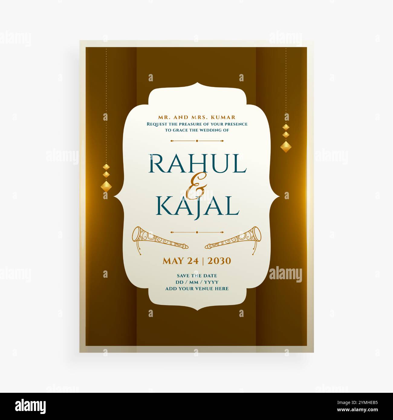 traditional indian wedding card template for your special day vector ...