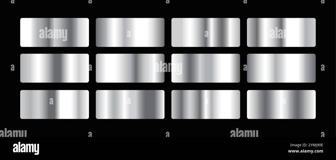 set of metallic silver gradient blend texture banner design vector ...