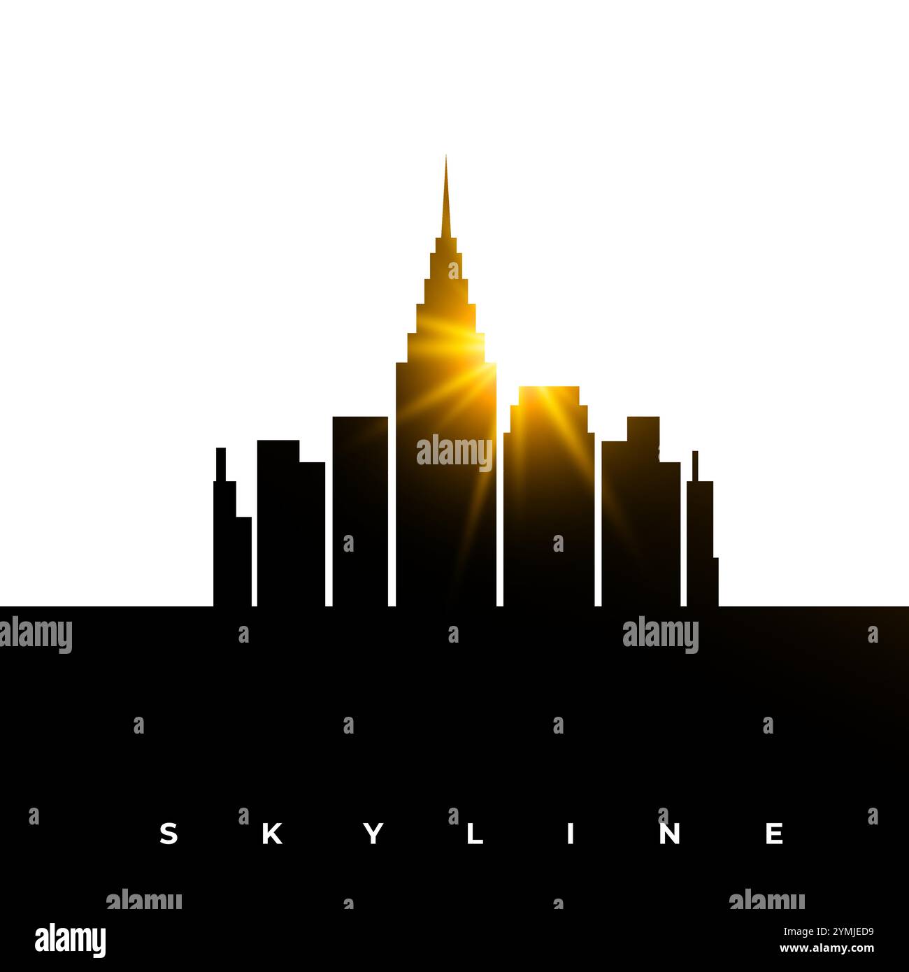 dark skyline midtown building with sunlight effect vector Stock Vector ...