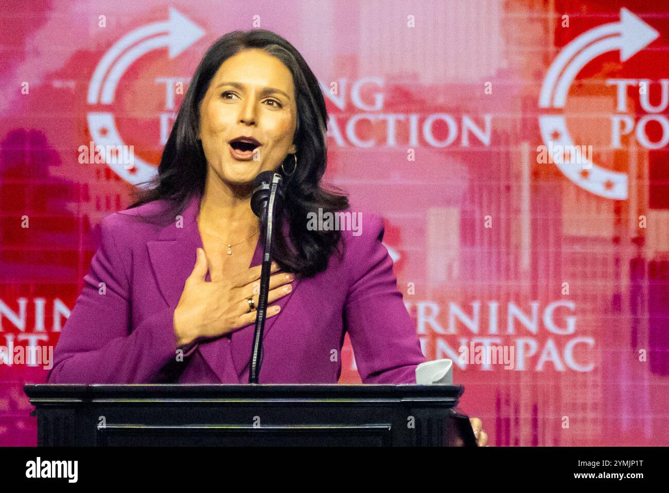 Tulsi Gabbard speaks during a Turning Point Action rally in support of ...