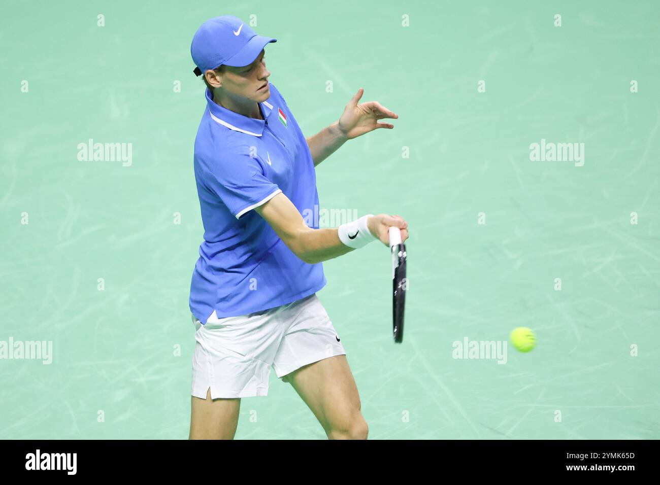 Malaga, Espagne. 21st Nov, 2024. Jannik Sinner of Italy during the 2024 Davis Cup Finals quarter-final tennis tie between Italy and Argentina at Palacio de Deportes Jose Maria Martin Carpena on November 21, 2024 in Malaga, Spain - Photo Jean Catuffe/DPPI Credit: DPPI Media/Alamy Live News Stock Photo