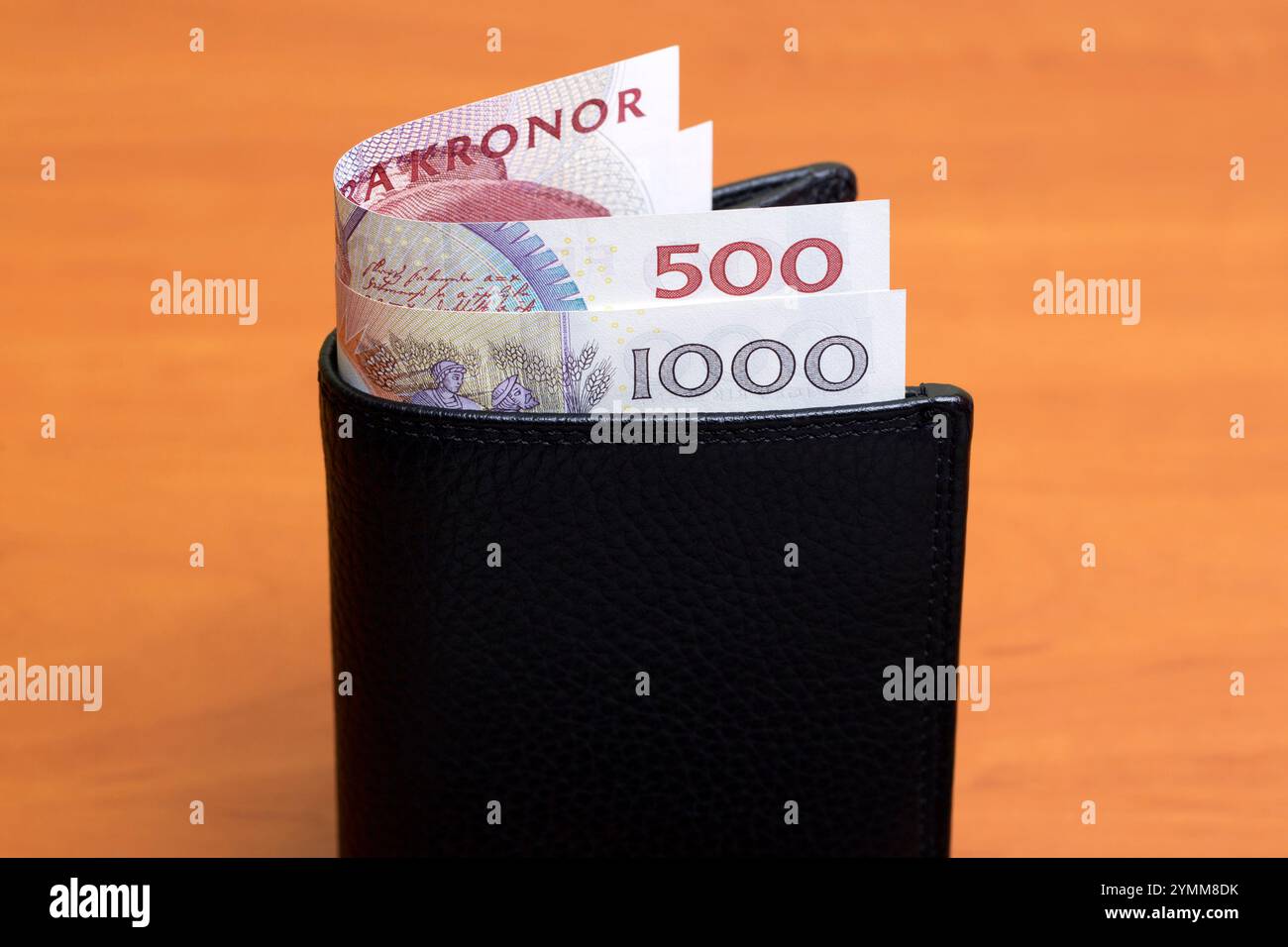 Swedish money - Crown in the black wallet Stock Photo - Alamy