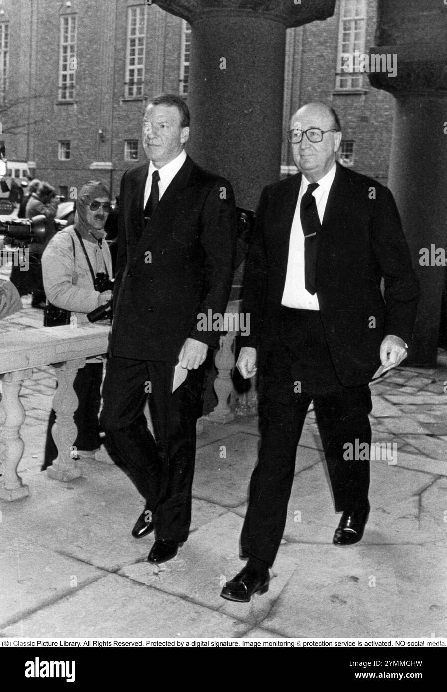Pehr Gustaf Gyllenhammar. PG Gyllenhammar, born April 28, 1935, died 2024. Former CEO of AB Volvo. Here Tore Browald 1986. *** Local Caption *** 11192494 Stock Photo