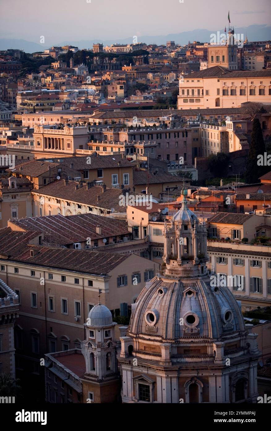 The city of Rome and the dome of Saint Mary of Loreto church in Rome ...