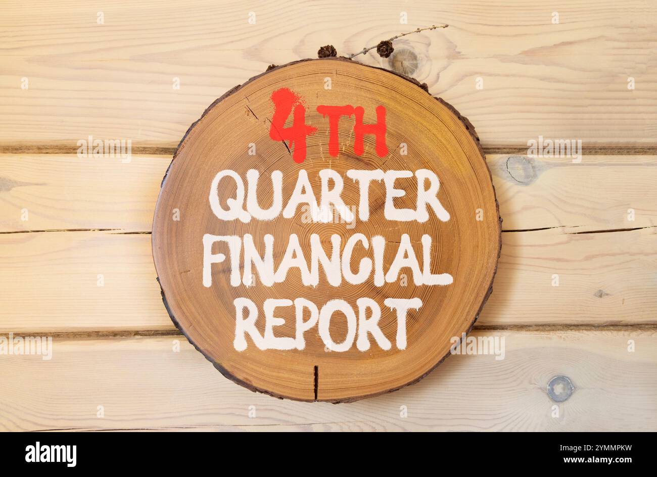 4th quarter financial report symbol. Concept words 4th quarter