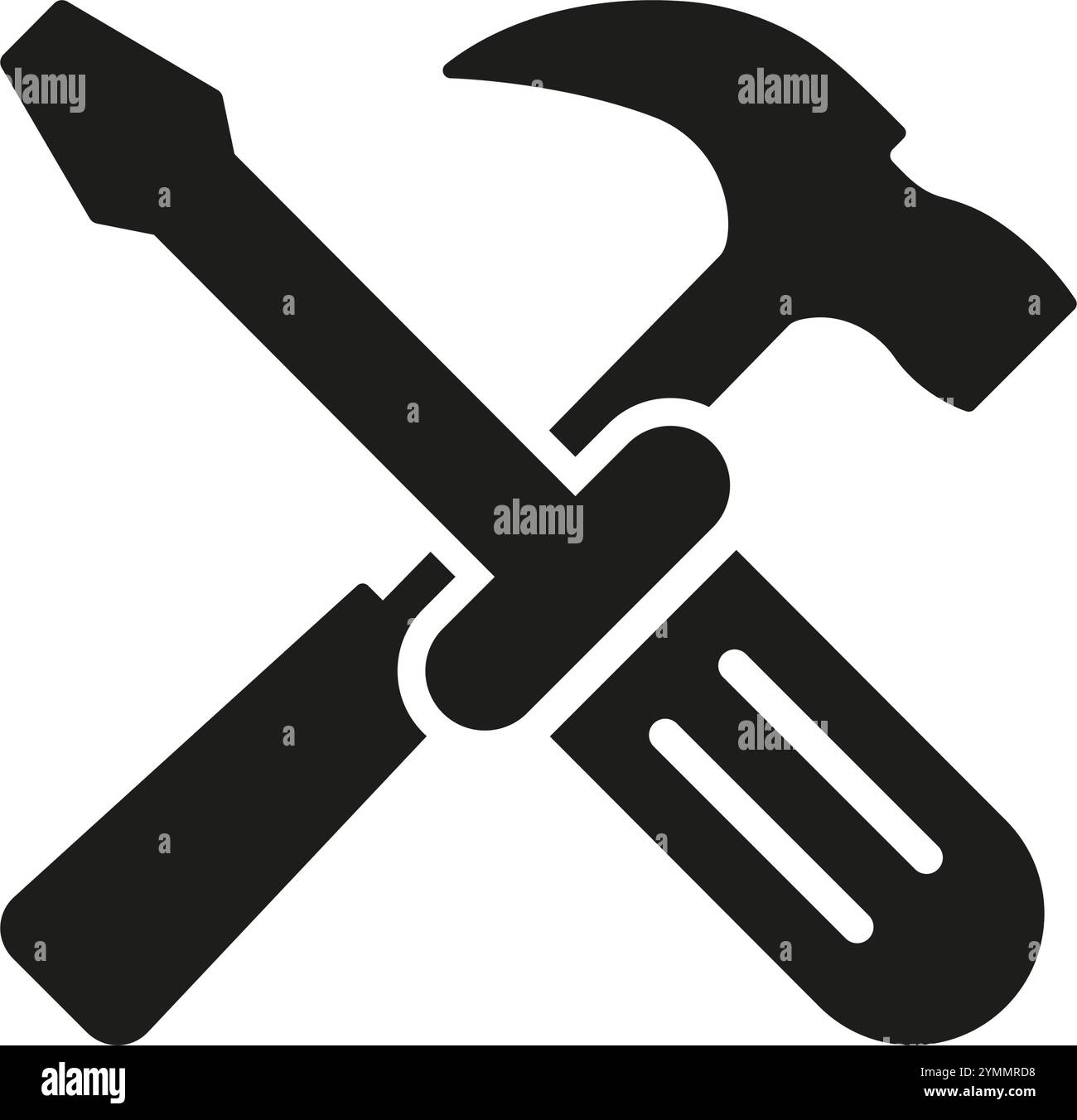 Screwdriver and Hammer Silhouette Icon for Construction and Repair ...
