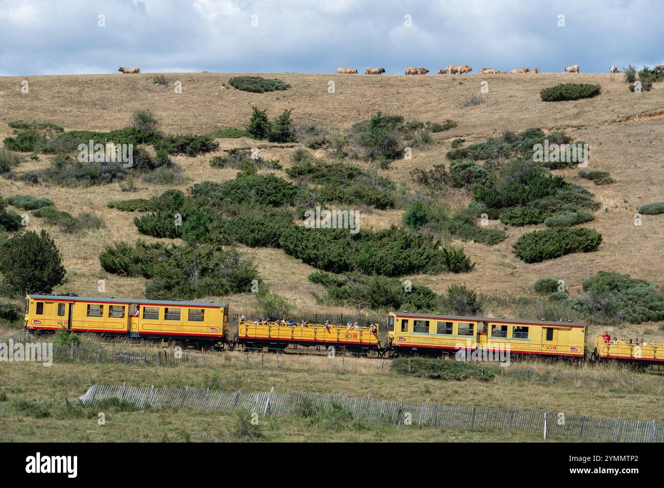 The Yellow Train near the Rigat Pass (south of France) *** Local Caption *** Stock Photo