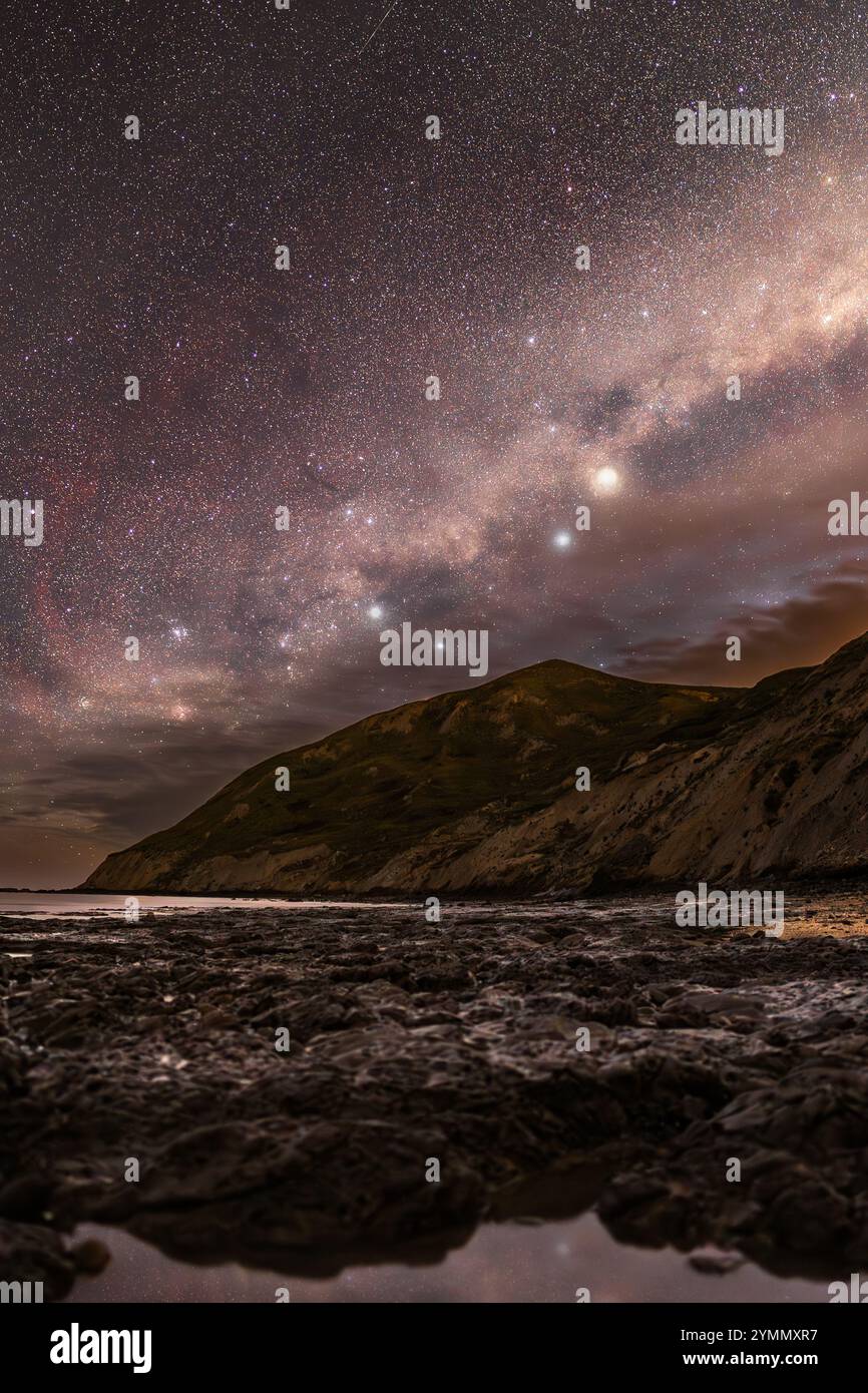 Milky Way galaxy over coastal mountains in New Zealand Stock Photo - Alamy