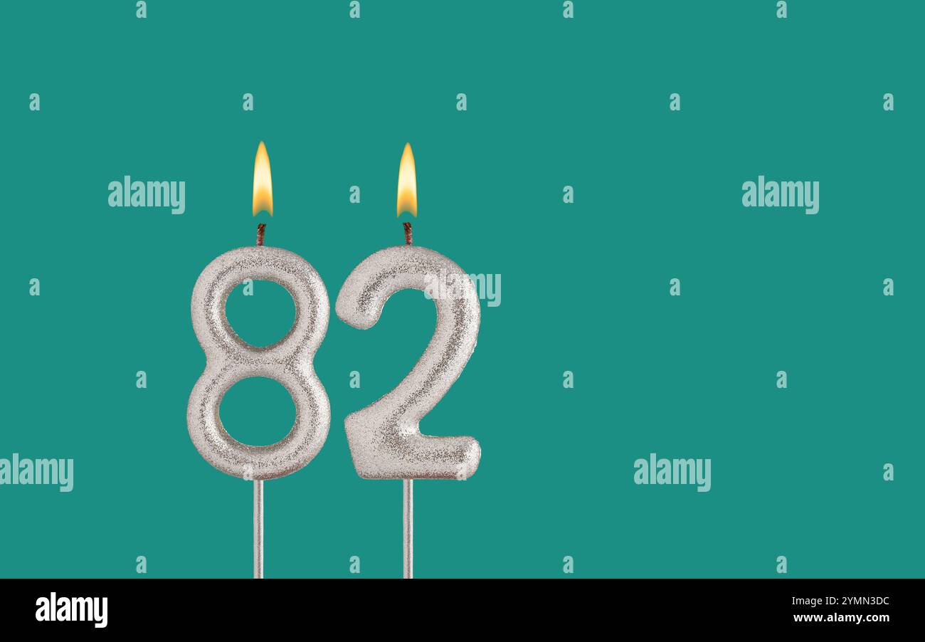 Birthday card on a green background - Candle in the shape of the number ...