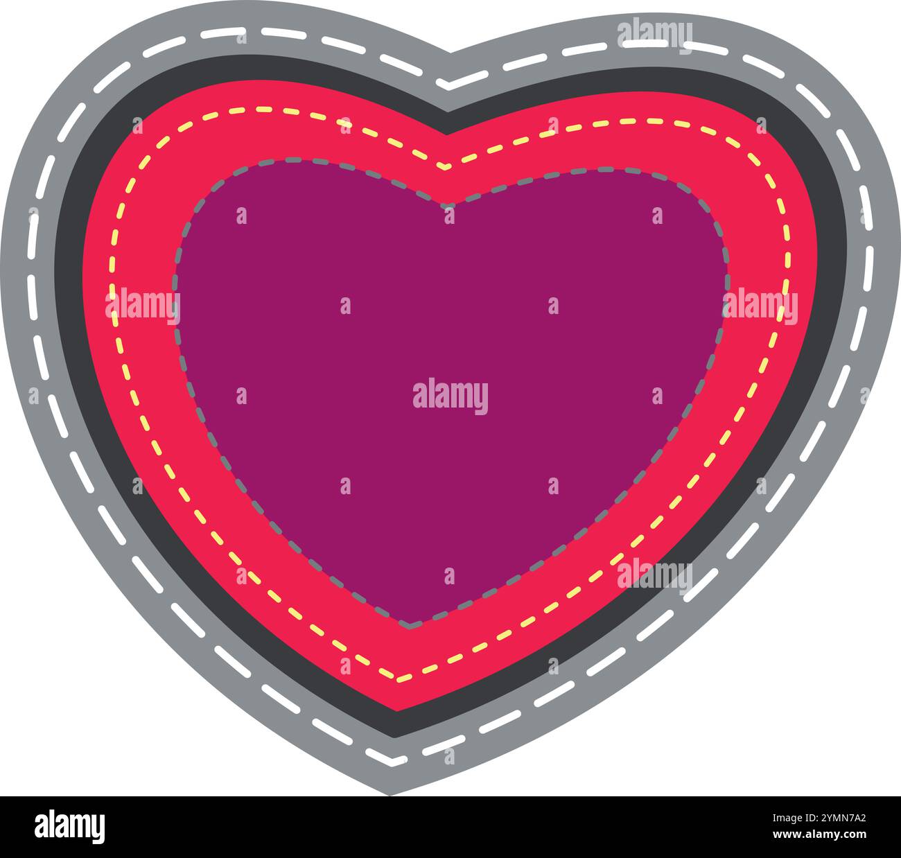 Heart textile patch. Love sticker. Hipster embroidery isolated on white background Stock Vector