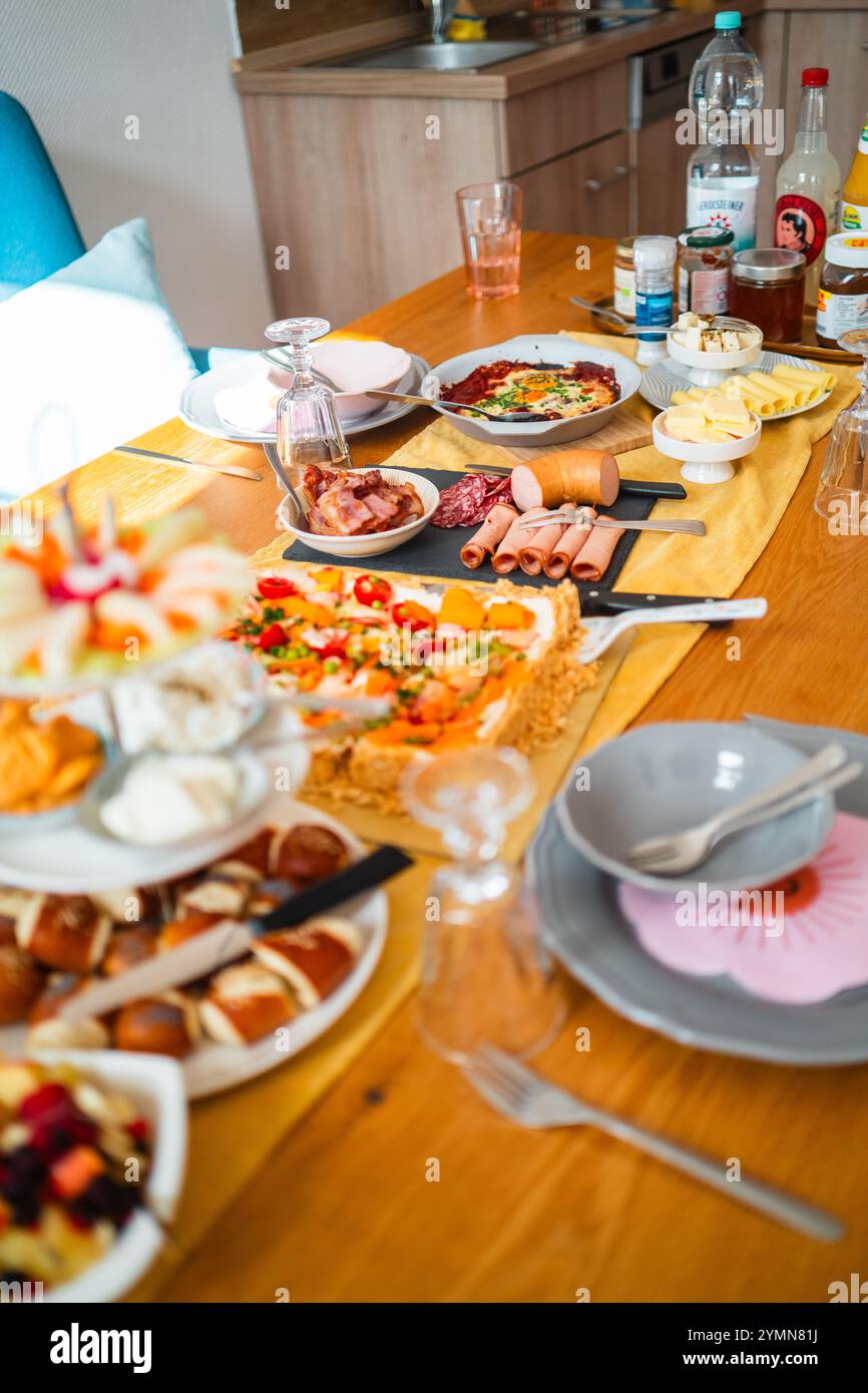 Delicious spread meats cheeses hi-res stock photography and images - Alamy