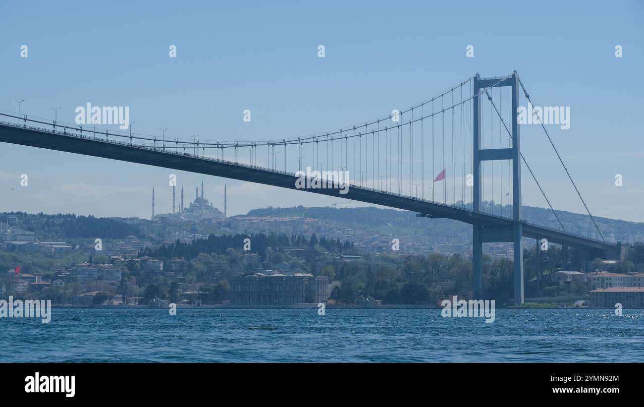 Bosphorus Bridge Spanning Across The Bosphorus Strait Connecting The Bosphorus Bridge Spanning Across The Bosphorus Strait Connecting The