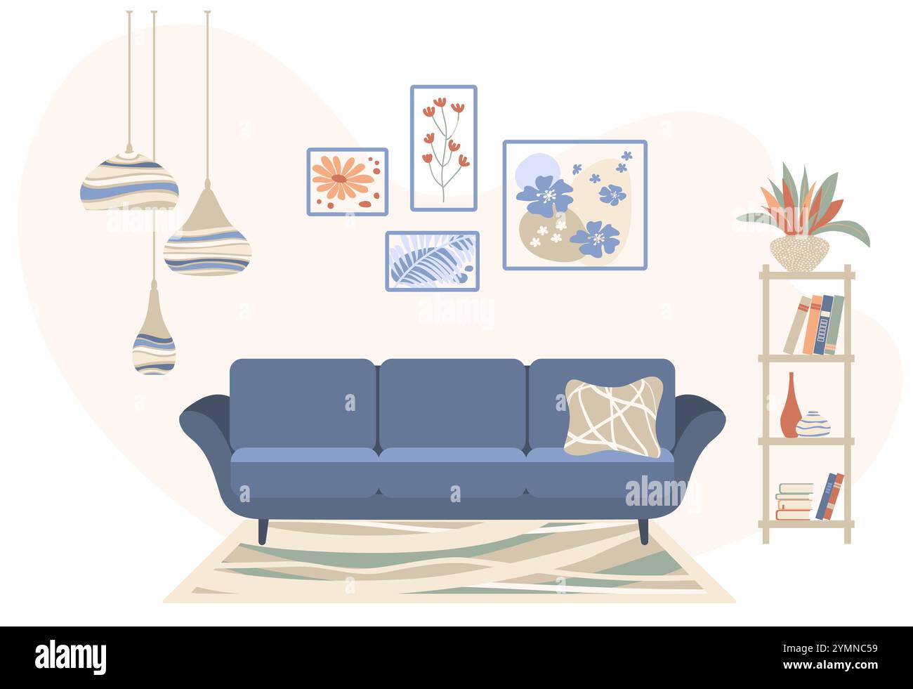 Living Room Interior Elements Vector Set Stock Vector