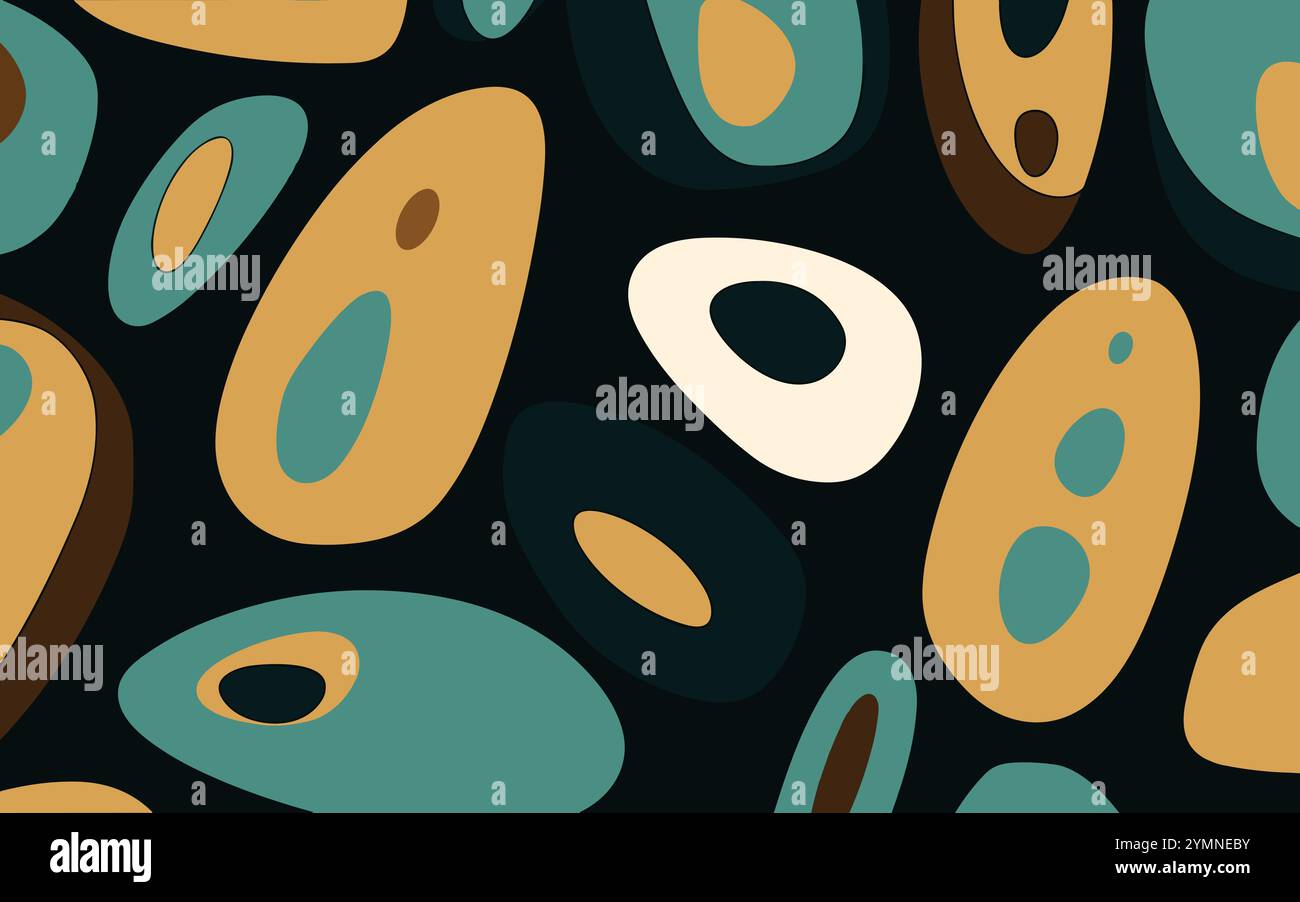 beautiful seamless pattern with ovals on blue, brown and black, in the ...