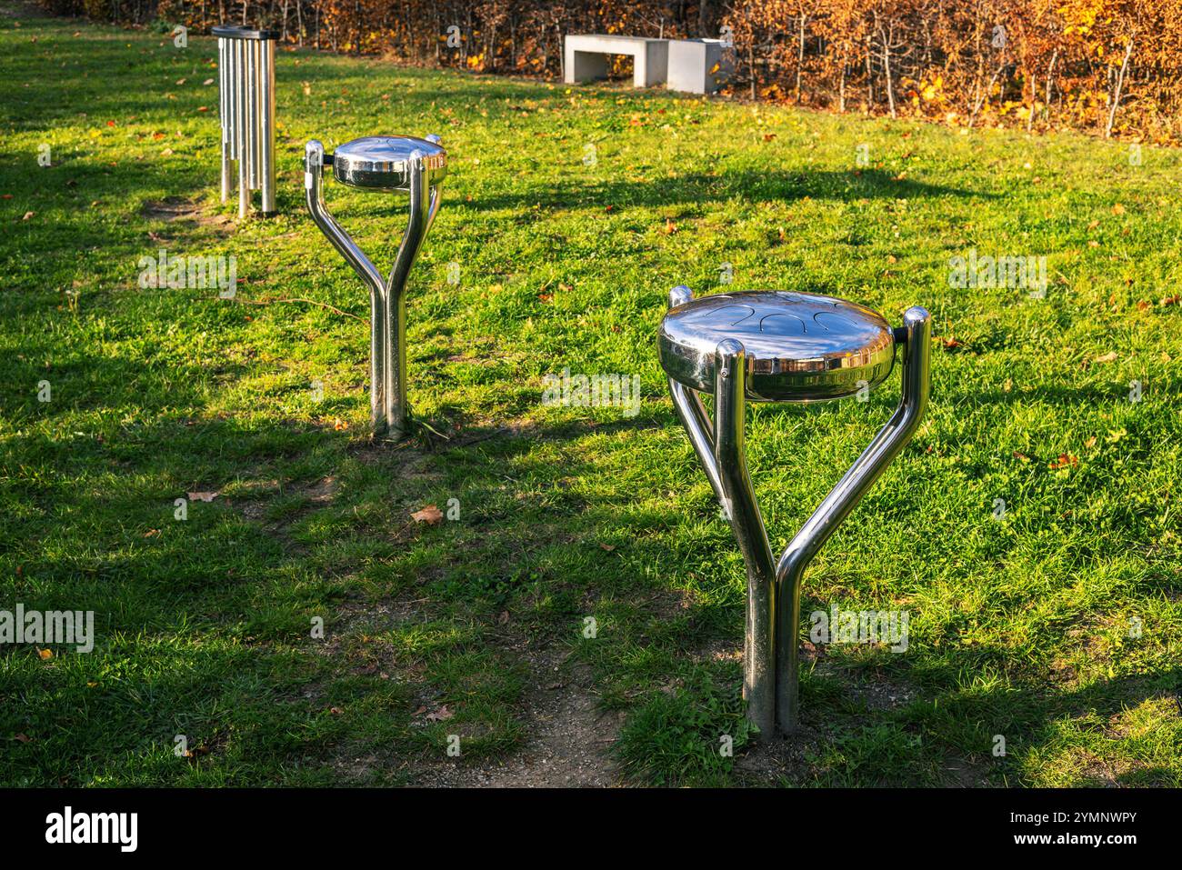 Two handpans in a park. High quality photo Stock Photo