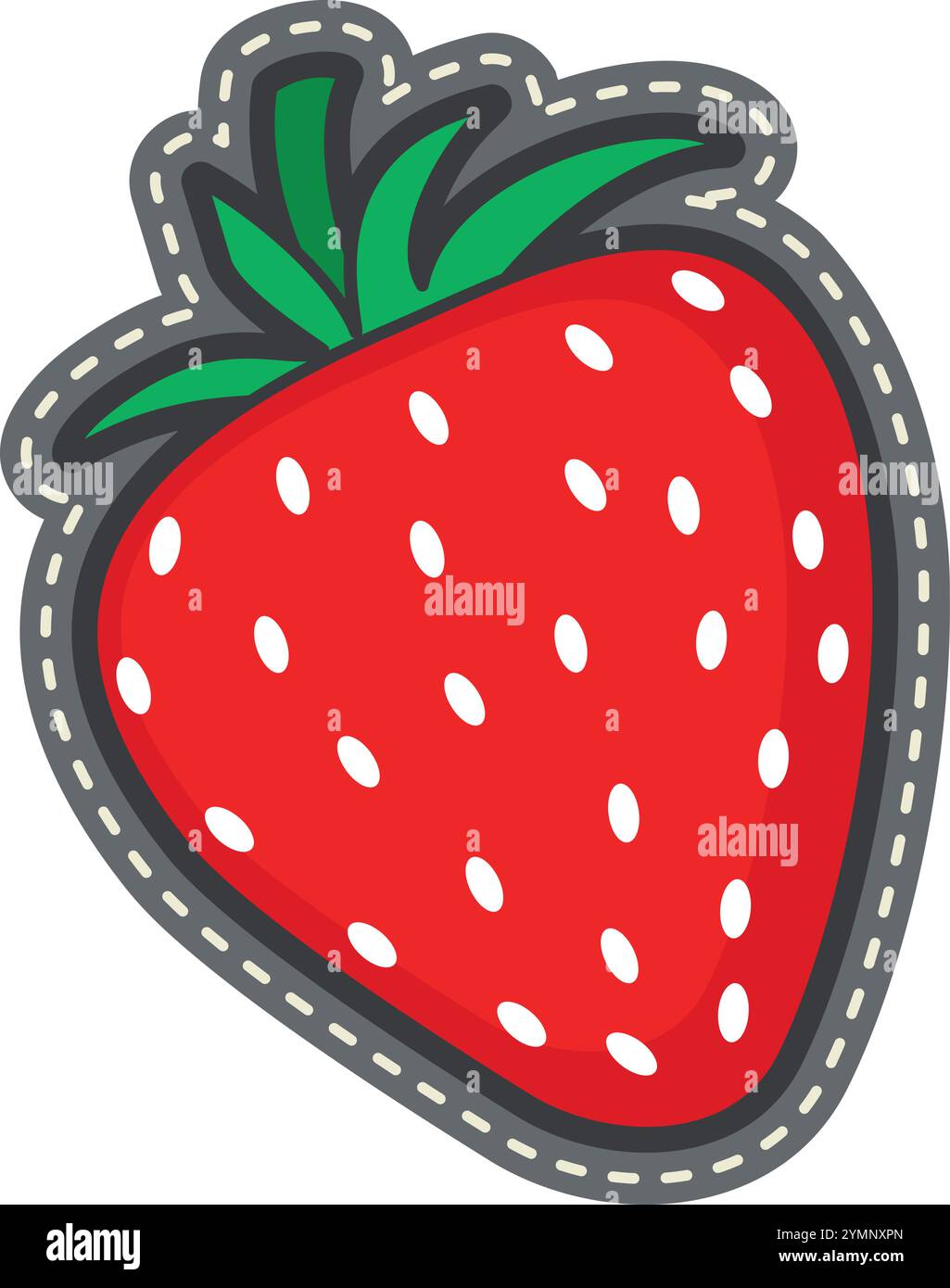 Textile summer strawberry patch. Cute fashion embroidery Stock Vector