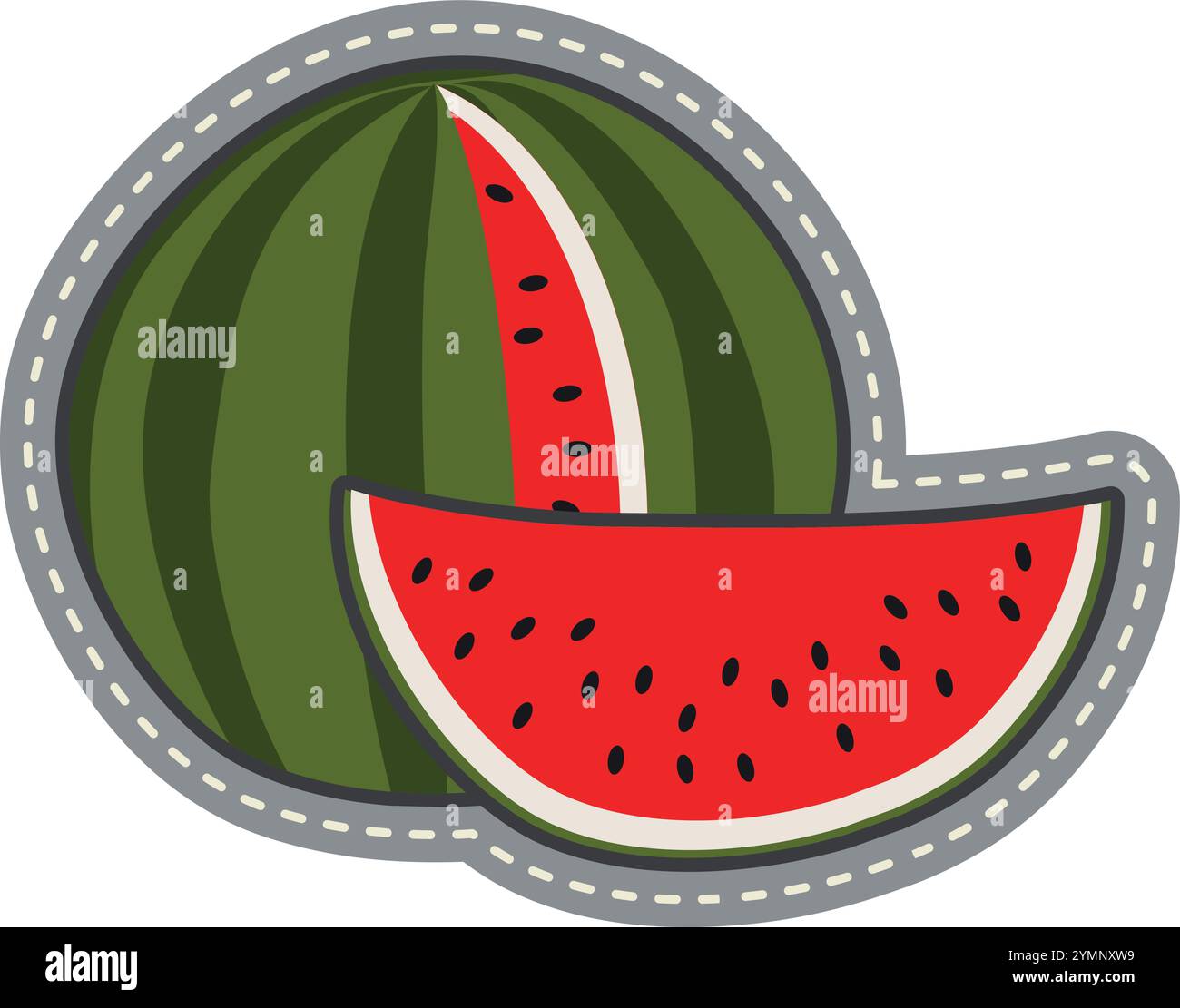 Watermelon textile patch. Summer fashion style sticker Stock Vector
