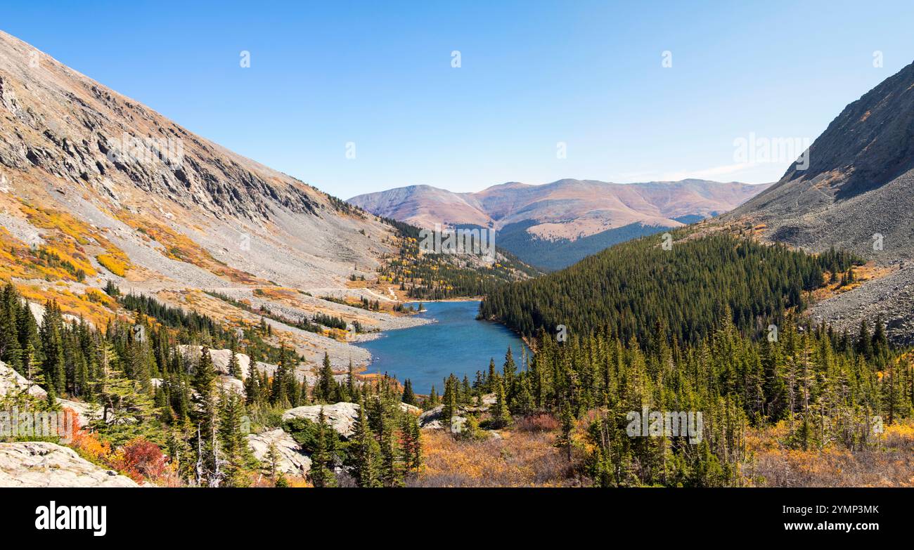 Lower Blue Lake near Breckenridge Colorado,USA Hoosier Ridge and Red Mountain are in the distance Stock Photo