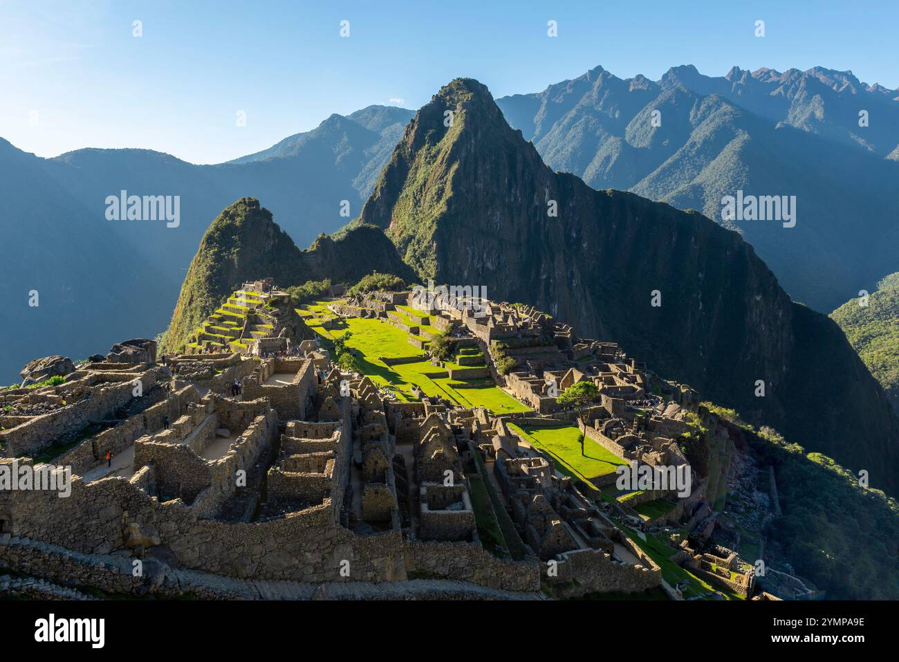 Machu Picchu Inca ruin in summer, Machu Picchu historical sanctuary, Cusco, Peru. Stock Photo