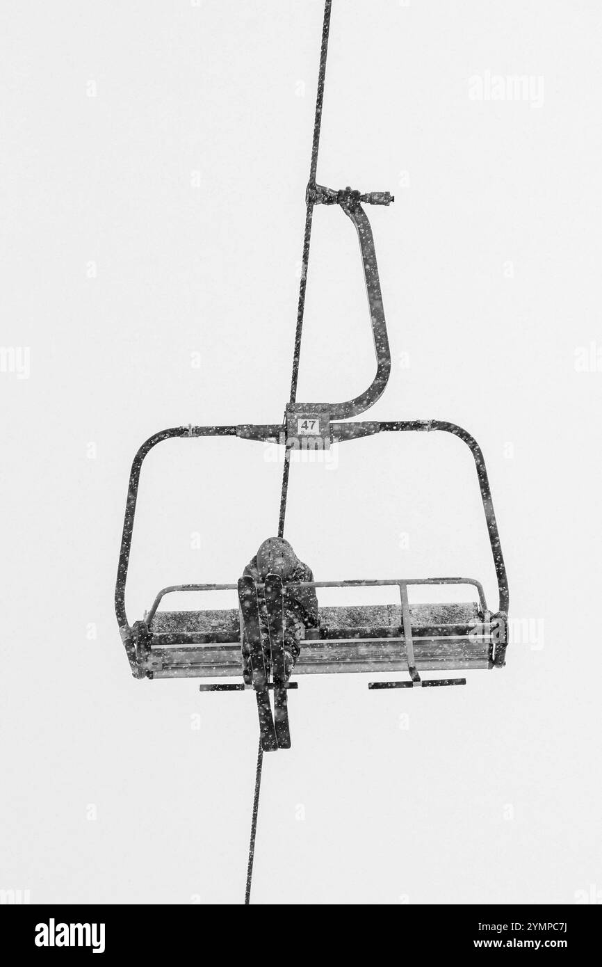 Ski lift resort on day Black and White Stock Photos & Images - Alamy