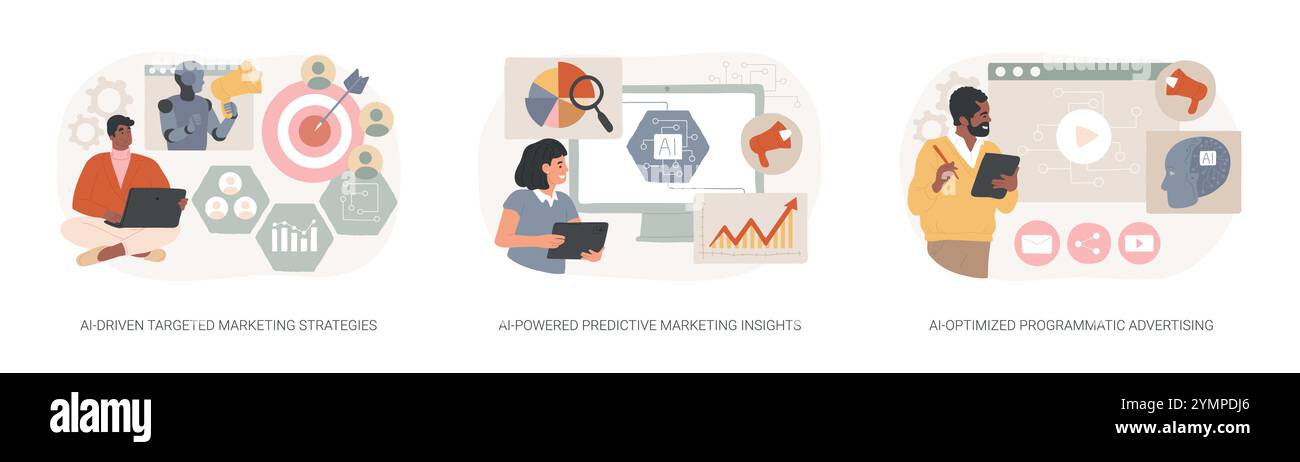 AI in Marketing abstract concept vector illustrations Stock Vector ...
