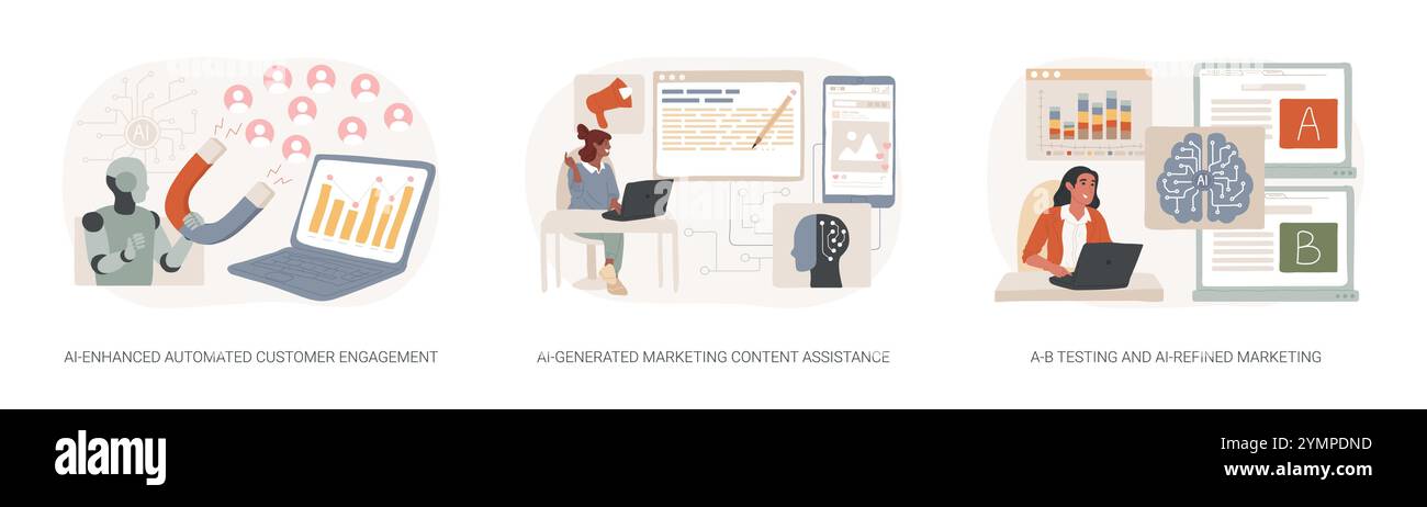 AI in product advertising abstract concept vector illustrations Stock ...