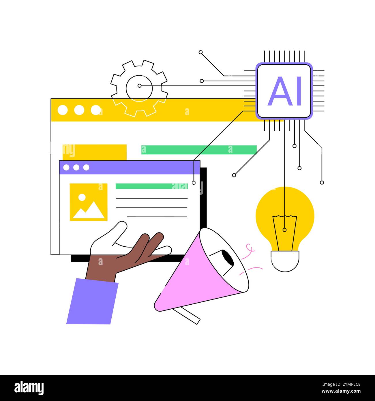 AI-Generated PR Content abstract concept vector illustration Stock ...