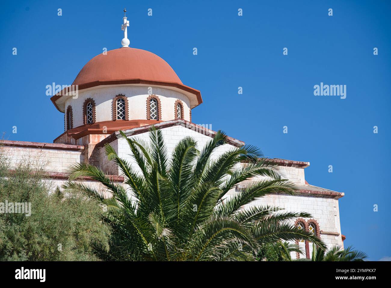 Griechenland, Greee, Crete, Kreta, Ierapetra, Kirche, Church, Orthodox, Palme, Palm, Stock Photo