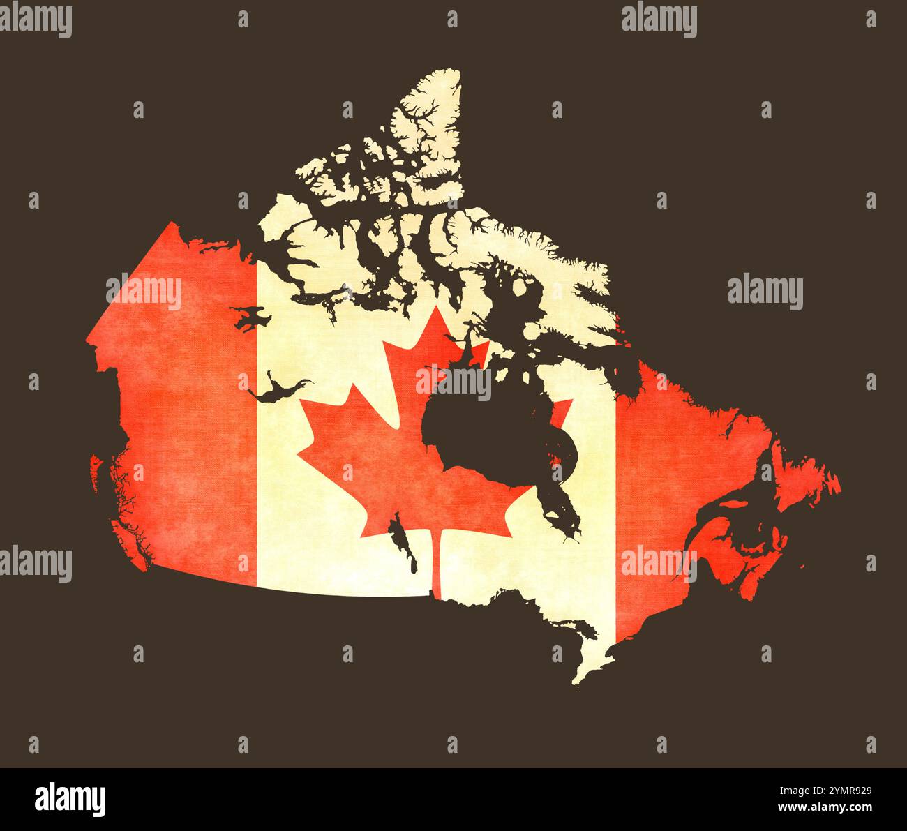 Isolated map of Canada with flag in soft grunge and vintage style Stock ...