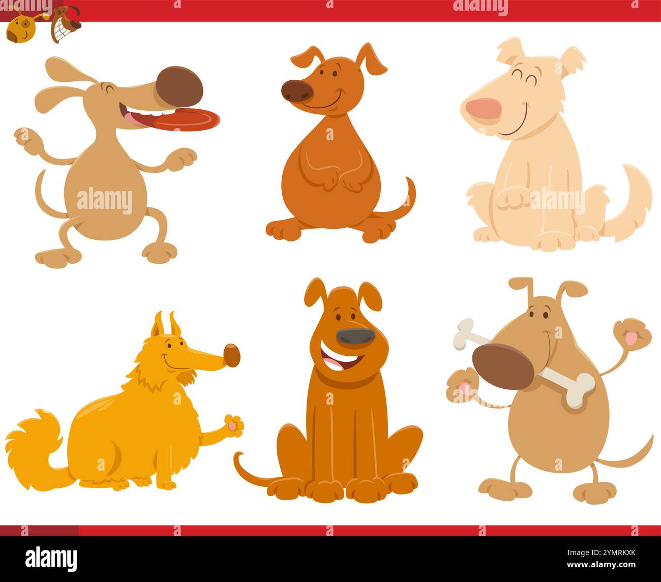 Cartoon illustration of dogs and puppies animal characters set Stock ...