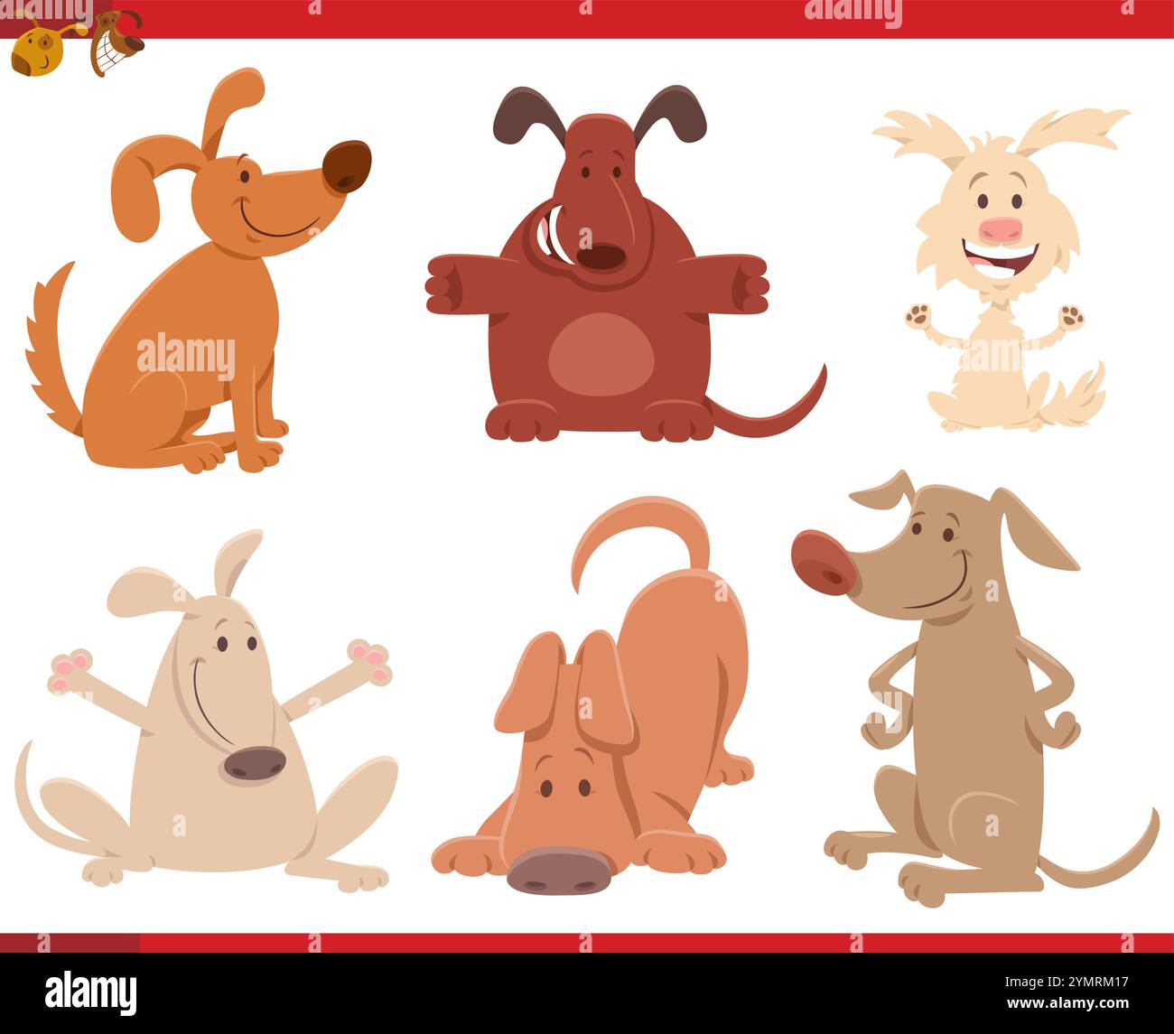 Cartoon illustration of dogs and puppies animal characters set Stock ...