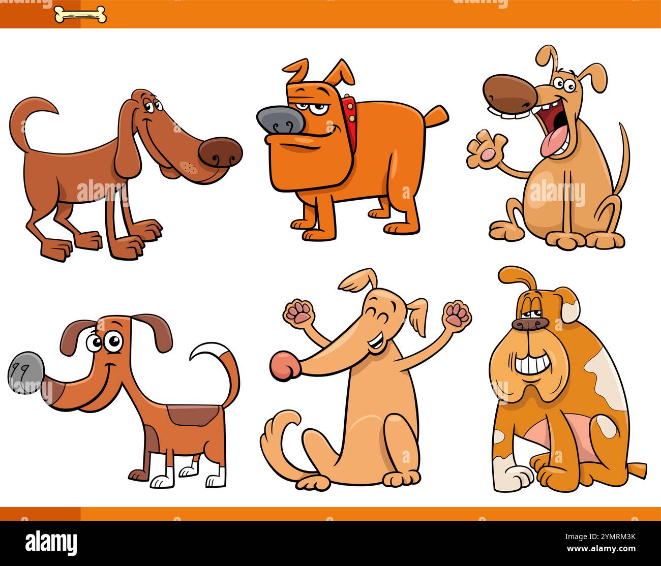Cartoon illustration of funny dogs and puppies animal characters set ...