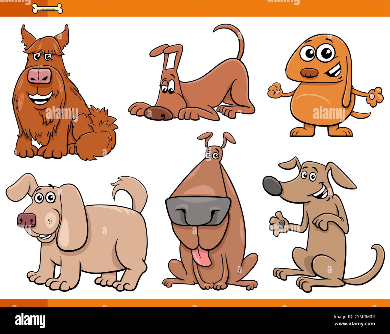 Cartoon illustration of funny dogs and puppies comic animal characters ...
