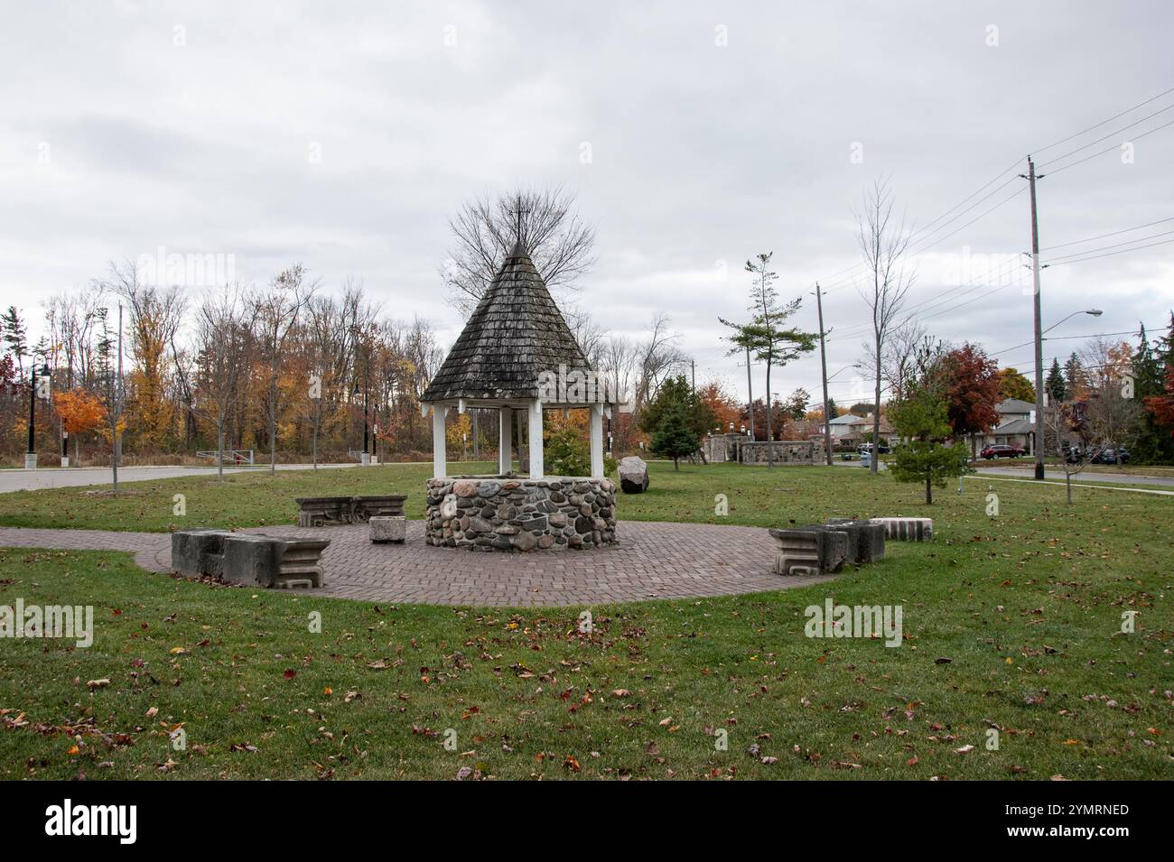 Wishing well at Guild Park & Gardens on Guildwood Parkway in Scarborough, Toronto, Ontario, Canada Stock Photo