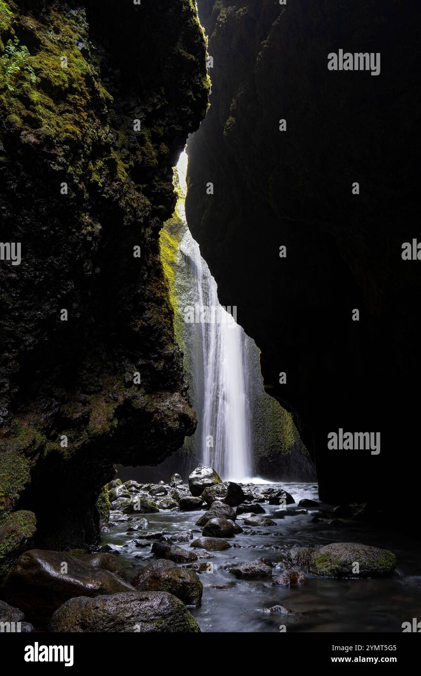 Bull House Falls (Nauthúsafoss).  Southern Region, Iceland Stock Photo