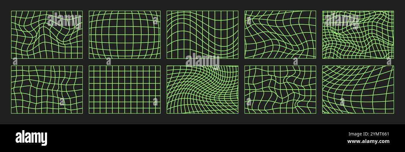 Psychedelic Checkerboard. Gradient Trippy checkered wallpaper. Linear Groovy background. Hippie vector illustration in Y2k style. Vintage distorted Stock Vector