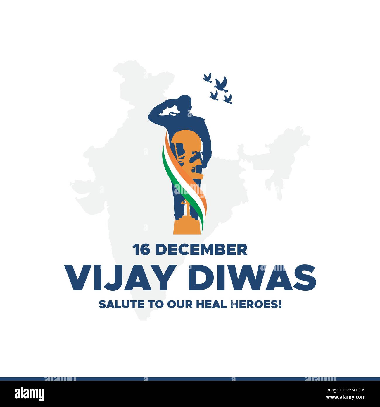 Vijay Diwas. Victory Day. 16 December 1971. Holiday Concept. Template for background with banner, poster and card. Vector illustration. Stock Vector