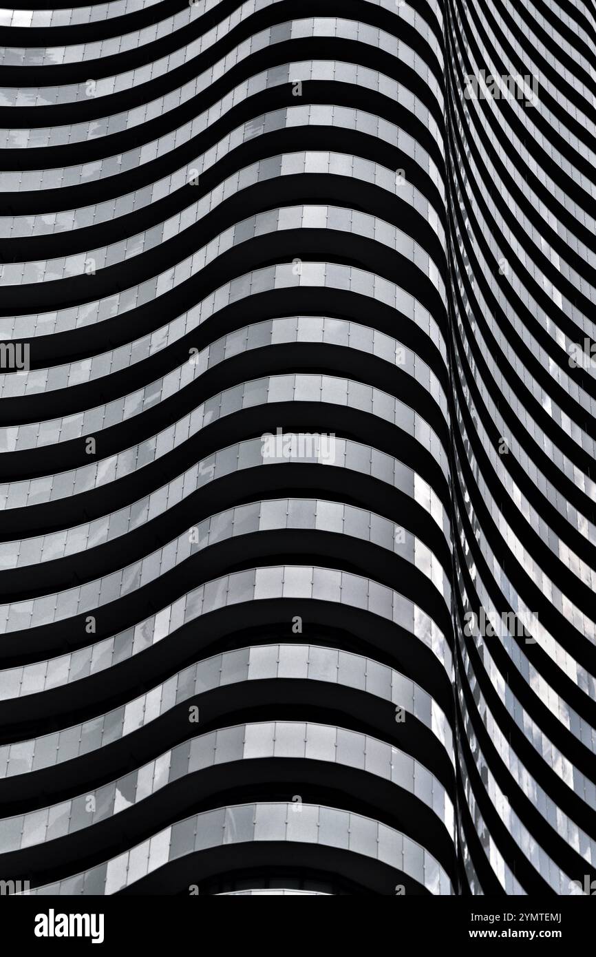 wavy balconies black and white Stock Photo - Alamy