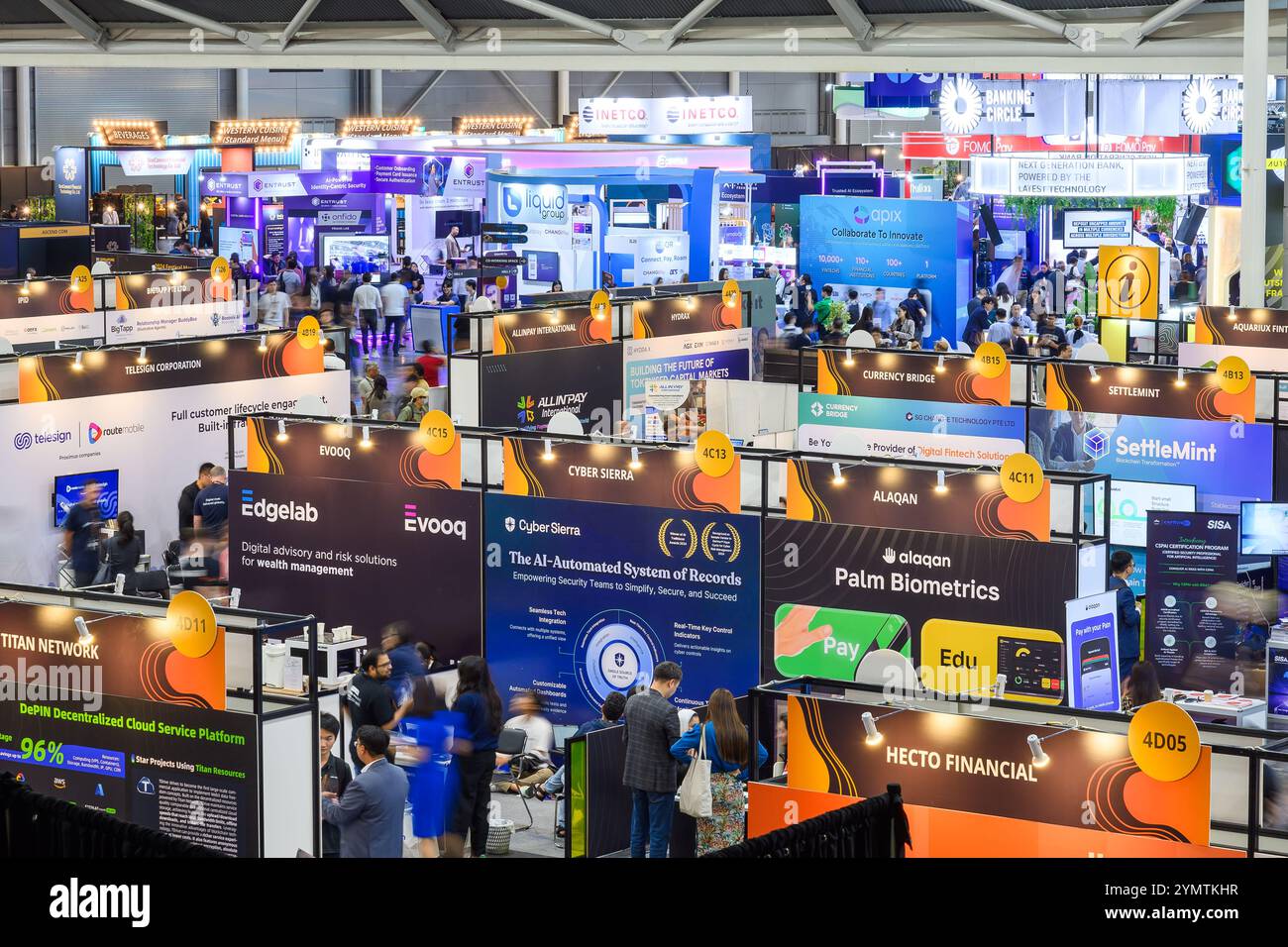 07 November 2024, Singapore Overview of exhibition booths at Fintech