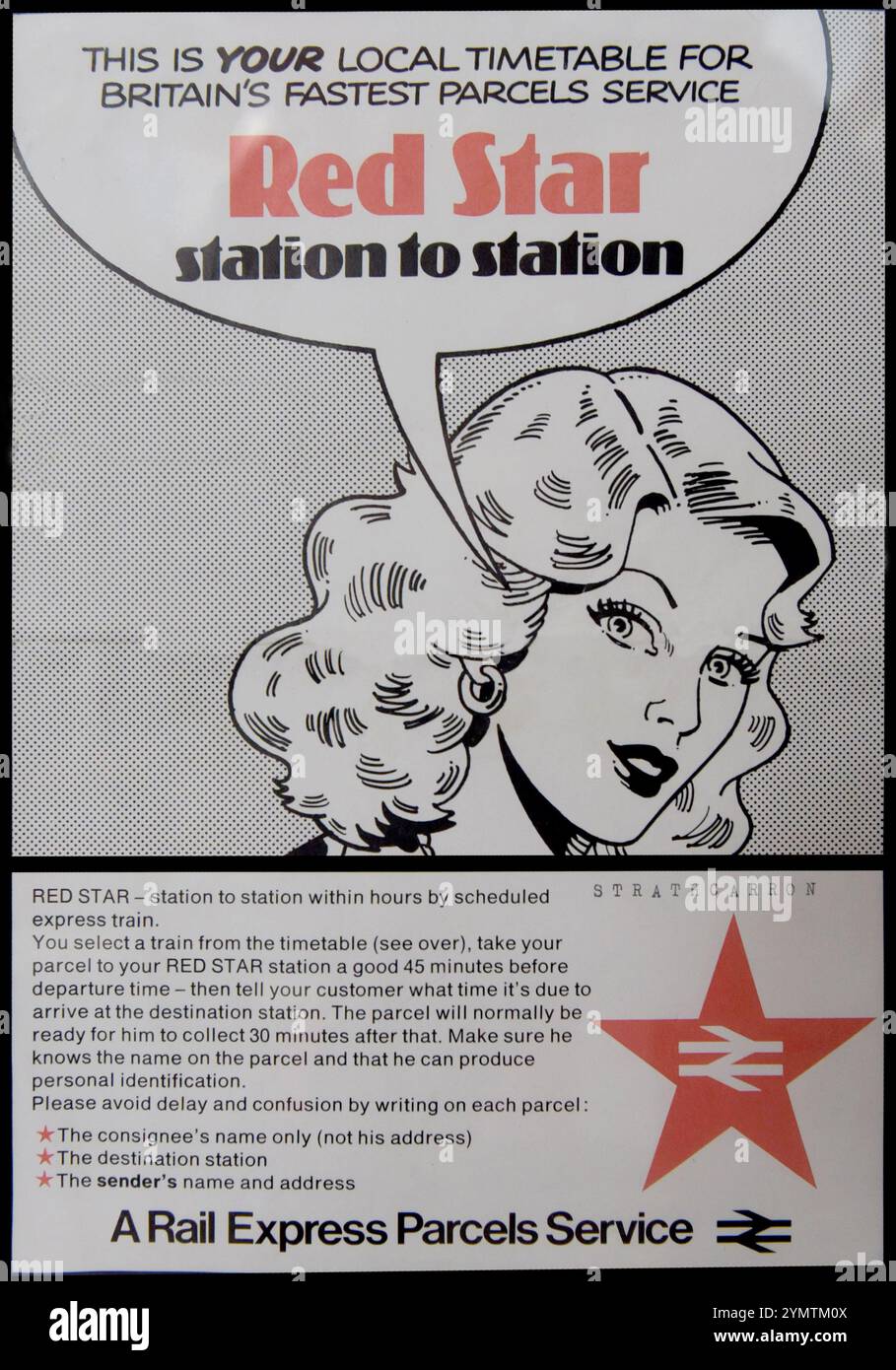 A vintage advert for Red Star Railway parcel delivery service Stock Photo