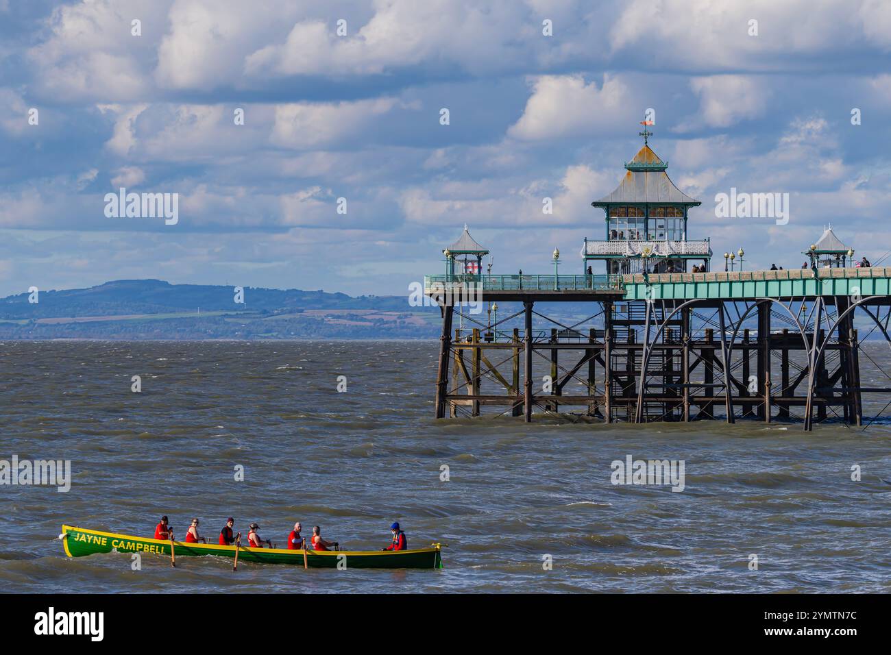 Pilot Gig racing on the Severn Estuary with choppy seas Stock Photo - Alamy