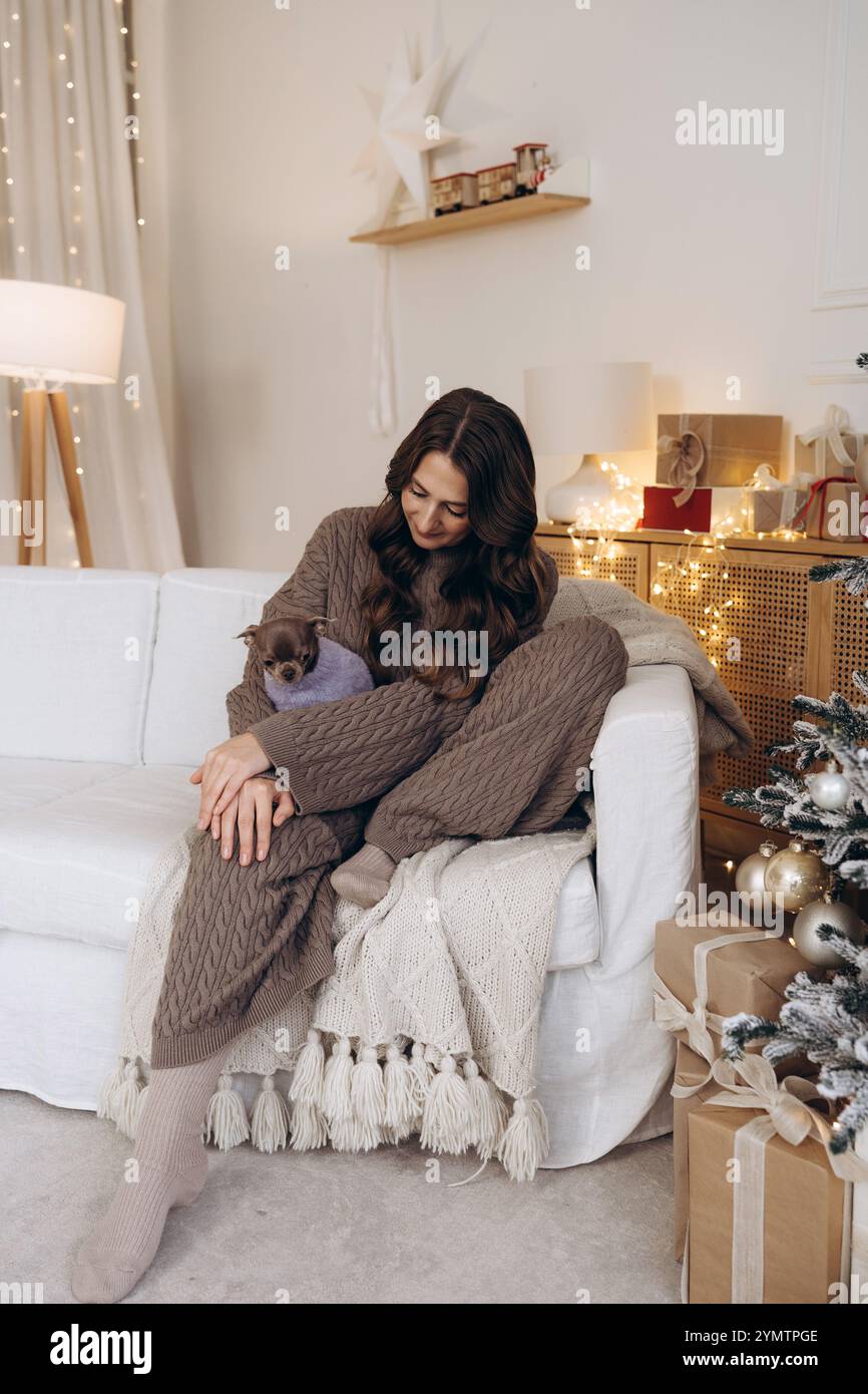 Woman Enjoying Cozy Moments with Stock Photo