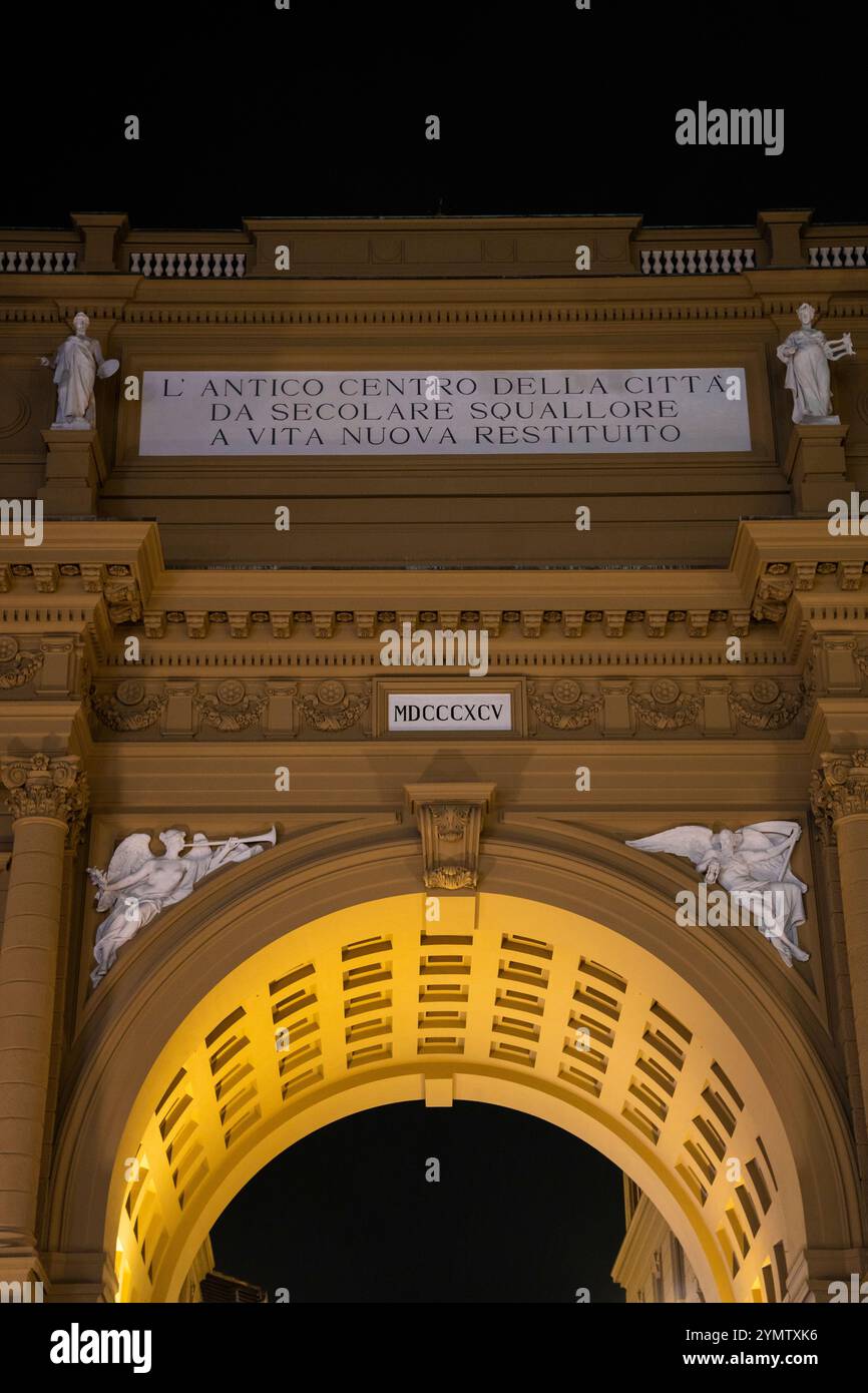 Florence Inscriptions Arcone Triumphal Arch with inscription on the top at the Republic ...