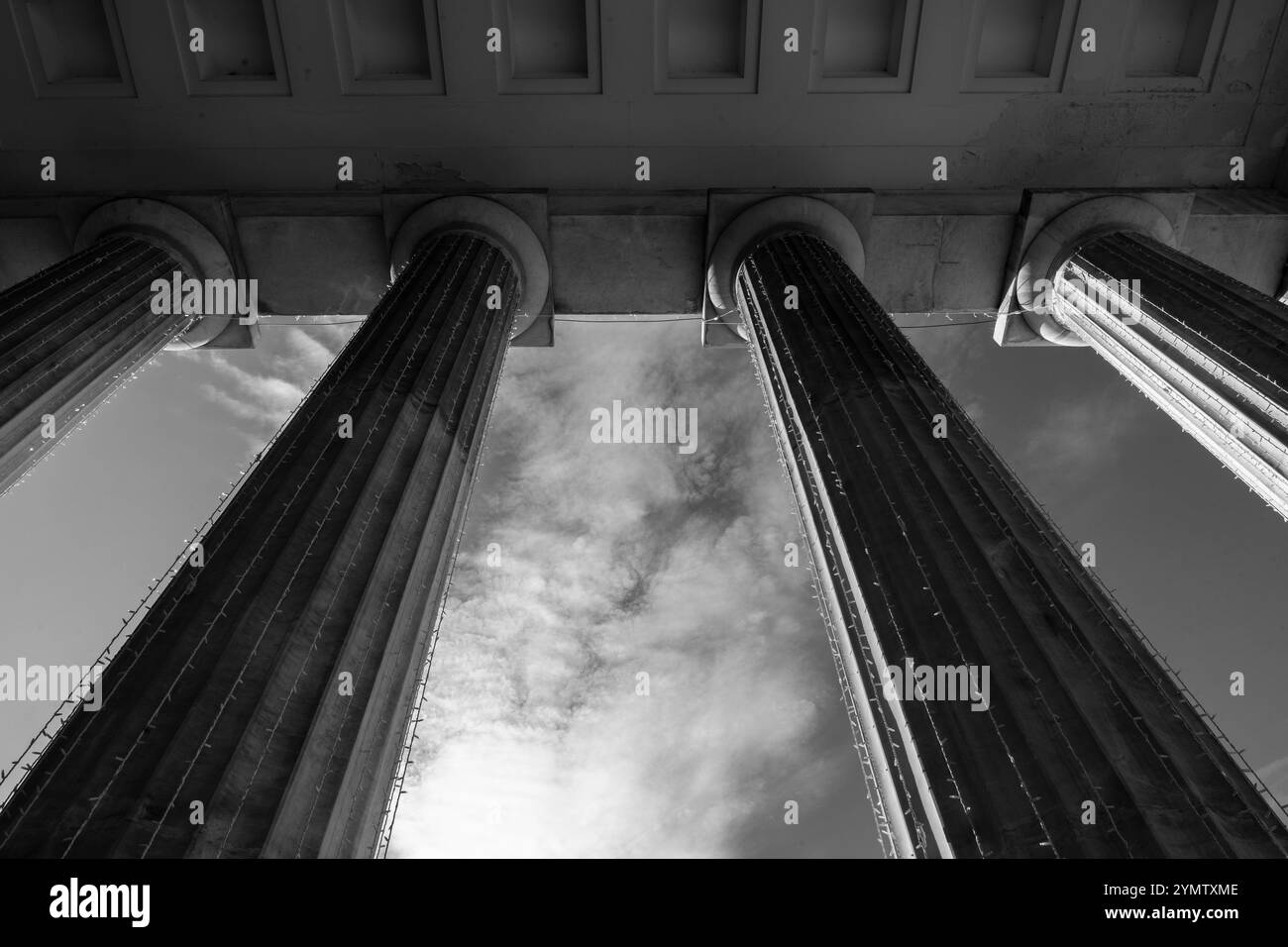 Pilars in front of opera house (Teatro Carlo Felice) on Piazza De Ferrari in Genoa, Italy 09.01.2024 Stock Photo