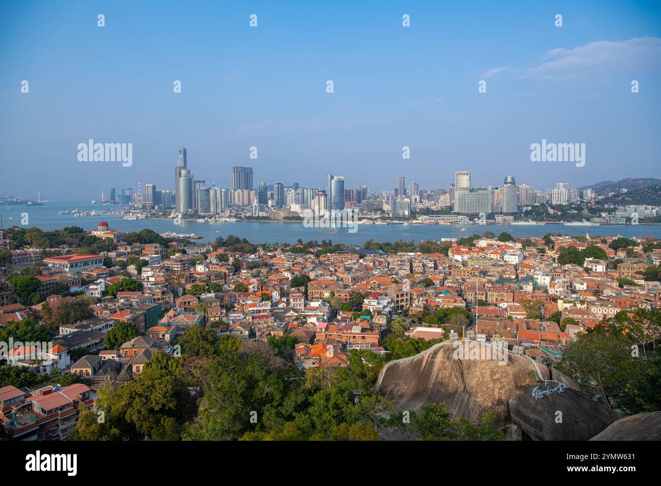 Panoramic view of Gulangyu Island in Xiamen, China, copy space for text Stock Photo