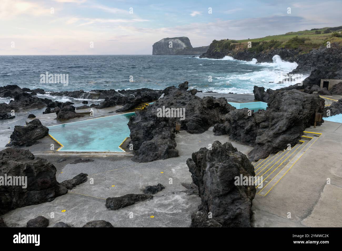 Outdoor swimming pools in Castelo Branco, Faial Island, Azores, Portugal. Stock Photo